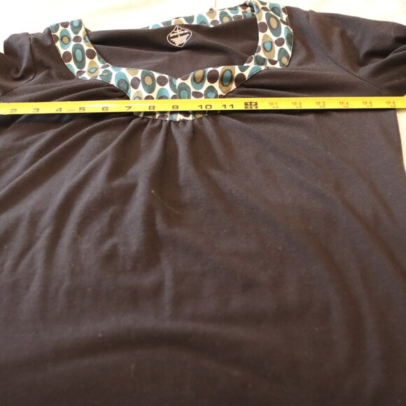 Prana Black Long Sleeve Dress V-Neck with Retro Circle/Oval Design Large - Picture 5 of 13